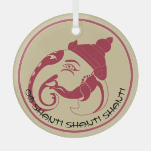 Ornement En Verre Créez votre propre profil Red & Gold Ganesh