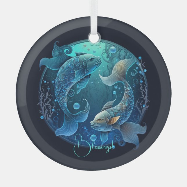 Ornement En Verre Créez votre propre purple Poissons célestes Zodiac (Recto)