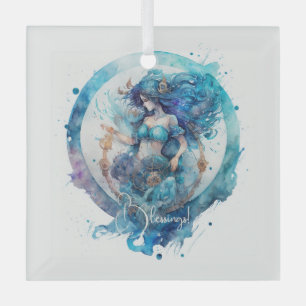 Ornement En Verre Créez votre propre Zodiac bleu et violet Aquarius