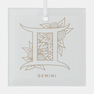 Ornement En Verre Créez votre propre Zodiac Gémeaux Gémeaux Blanc et