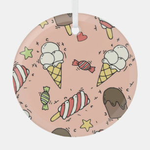Ornement En Verre Crème glacée mignonne & Lollipopes : sans couture