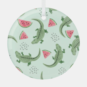Ornement En Verre Crocodile Watermelon, Motif Vintage Abstrait.
