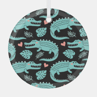Ornement En Verre Crocodiles de caricatures, motif mignon sans soudu