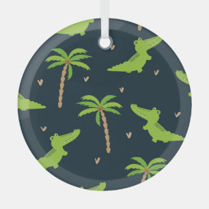 Ornement En Verre Crocodiles de dessin : Alligator Palms Motif.