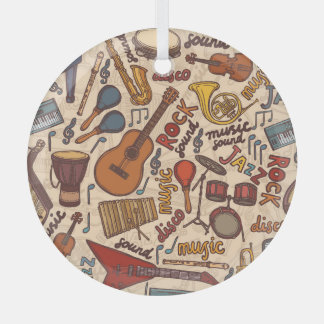 Ornement En Verre Croquis Musical : Colorful Vintage sans couture.
