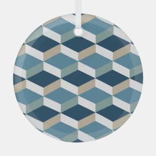 Ornement En Verre Cubes bleus : Motif géométrique sans couture