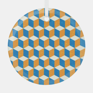 Ornement En Verre Cubes isométriques rétro, illusion géométrique