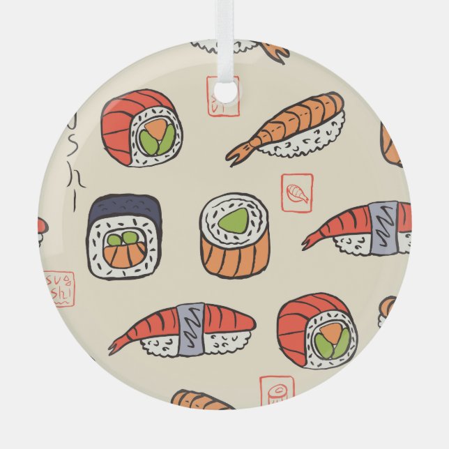 Ornement En Verre Cuisine sushi, design motif sans soudure. (Recto)