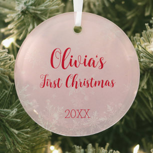 Ornement En Verre Cupcake de Noël rose Premier Noël