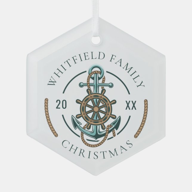 Ornement En Verre Custom Family Vacation Nautical Beach House (Recto)