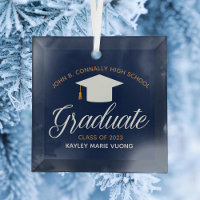 Custom Navy Blue Graduation High School Keepsaké