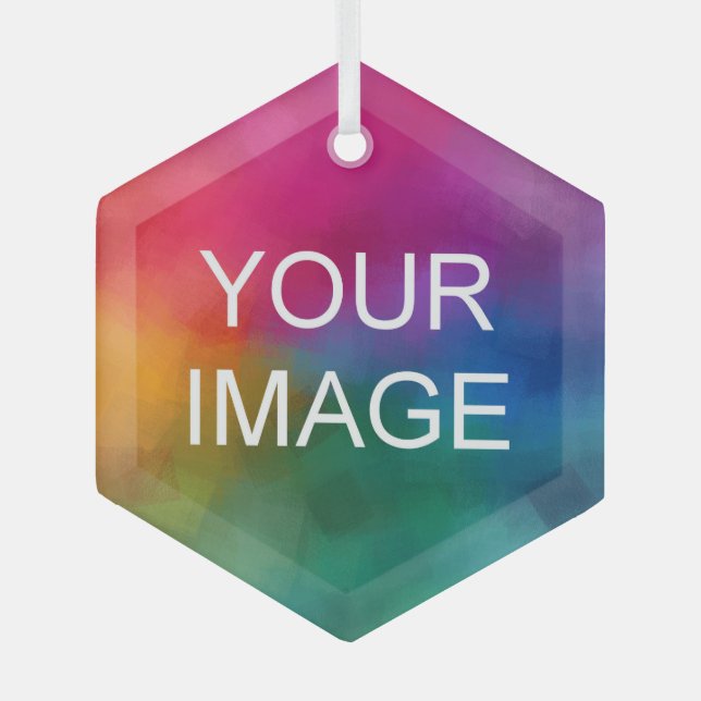 Ornement En Verre Custom Upload Your Image Photo or Logo Hexagon (Recto)