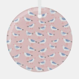 Ornement En Verre Cute Cartoon Mouettes Motif sans couture