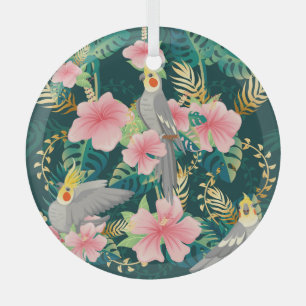 Ornement En Verre Cute Cockatiel Parrot Motif Vintage