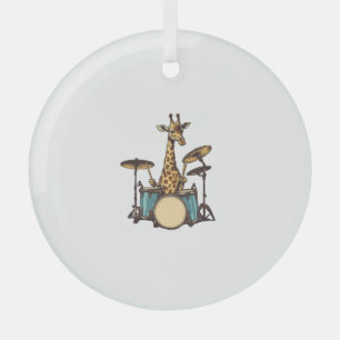 Ornement En Verre Cute Giraffe Jouer Drums Giraffes Drummer Musique