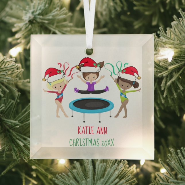 Ornement En Verre Cute Gymnastique Personnalisé Enfants Gymnaste Noë (Insitu)