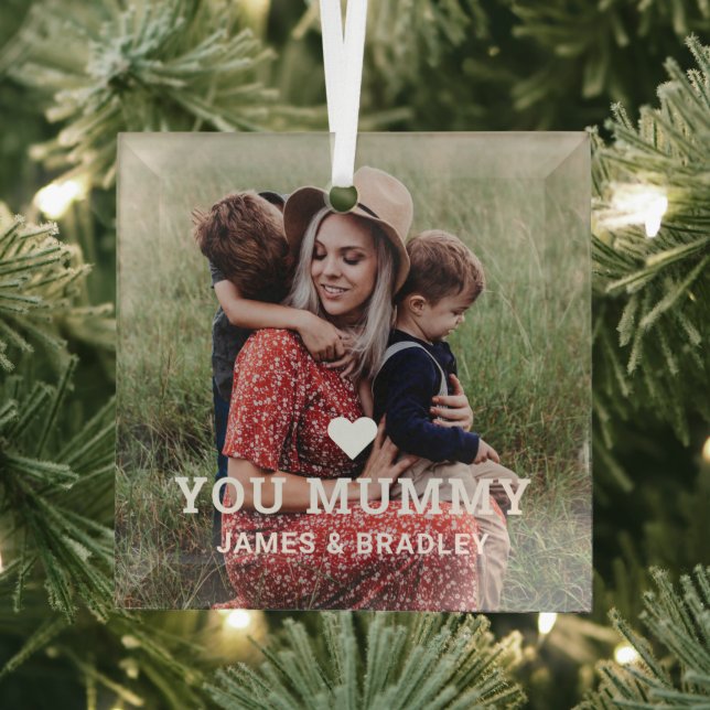 Ornement En Verre Cute Heart Love You Mummy Mother's Day Photo (Insitu)