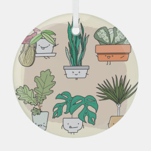 Ornement En Verre Cute House Plantes : Botanique colorée.