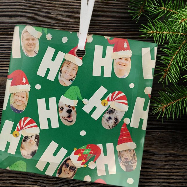 Ornement En Verre Cute moderne Santa Hats Neuf Photos de famille (Créateur téléchargé)