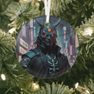 Ornement En Verre Cyberpunk Demon Samurai