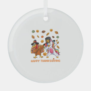 Ornement En Verre Dabbing Turkey Unicorn Thanksgiving Pour Girls Pil