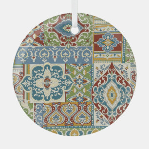Ornement En Verre Damask Patchwork : Vintage turc coloré.