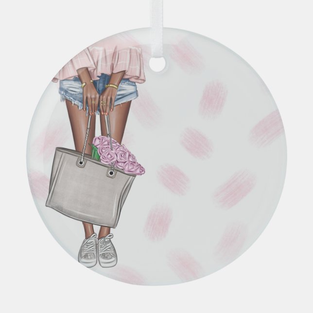Ornement En Verre Dame rose capricieuse (Recto)