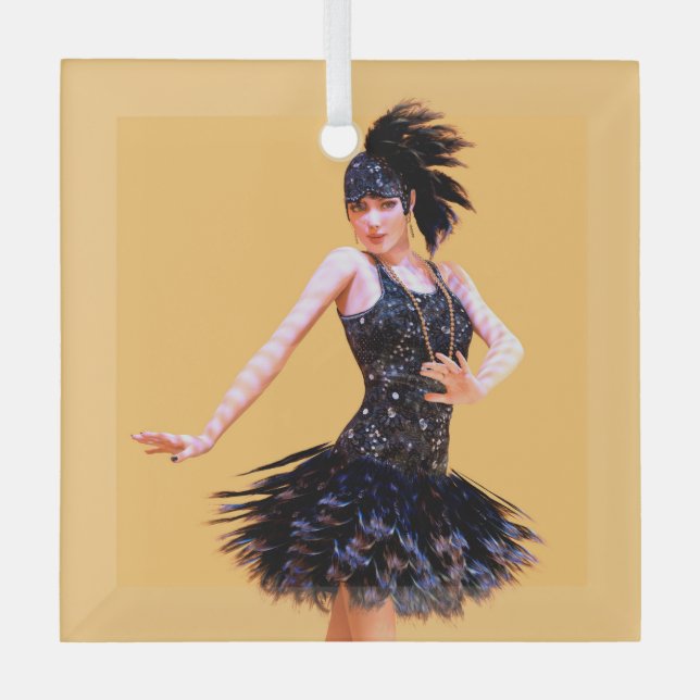 Ornement En Verre Danse Flapper Vintage (Recto)