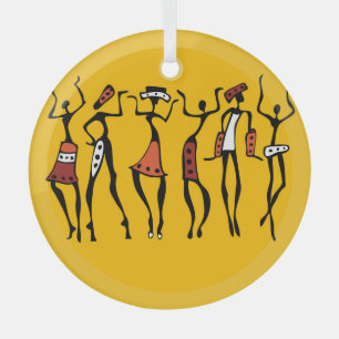 Ornement En Verre Danseurs Africains, Silhouette Ethnique Vintage.