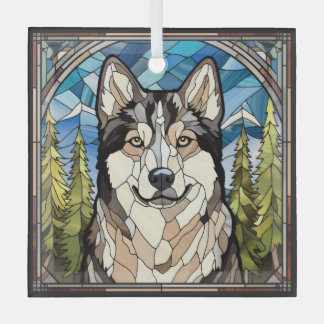 Ornement en verre de chien malamué en Alaska