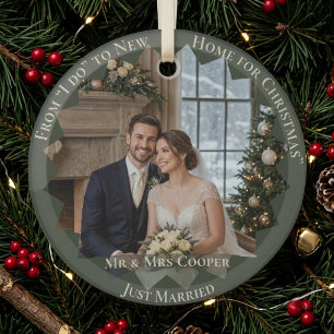 Ornement En Verre De Je dis oui à Nouvelle Maison pour Noël M. et Mm