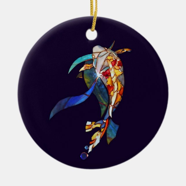 ORNEMENT en verre de poissons de Koi d'art (Devant)