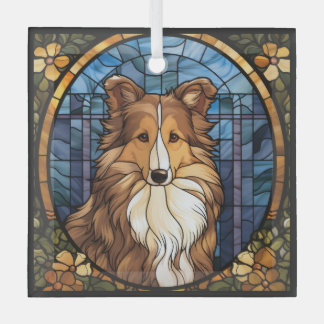 Ornement en verre de Sheltie Dog