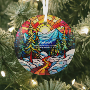 Ornement En Verre Décor de Noël Les Adirondacks NY Adventure Hike