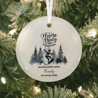 Ornement En Verre Décor de Noël Snowboard Nurse Shredding Cadeau