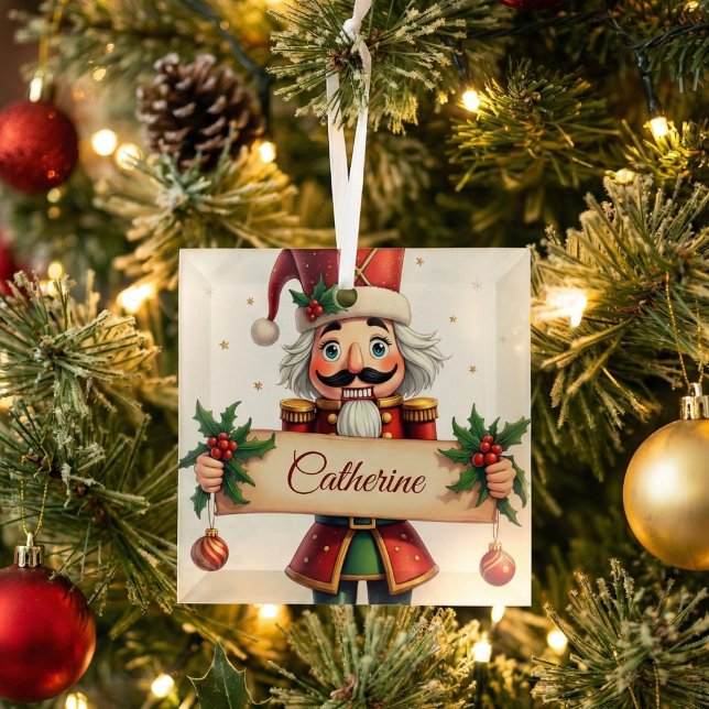 Ornement En Verre Décor festif Noisette personnalisée Noël (Personalized Nutcracker Name Ornament – Charming Christmas Tree Keepsake)