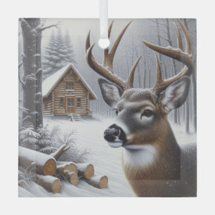 Ornement En Verre Deer d'hiver/Buck art