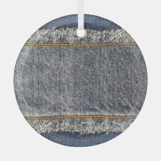 Ornement En Verre Denim Blue Jeans : Décontracté Double Patch