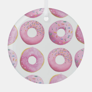 Ornement En Verre Des beignets roses, un motif coloré à la sucrerie.