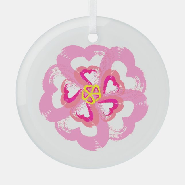 Ornement en verre des Coeurs en fleurs (Recto)
