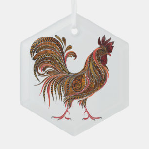 Ornement En Verre Design d'art graphique Gaphic Rooster