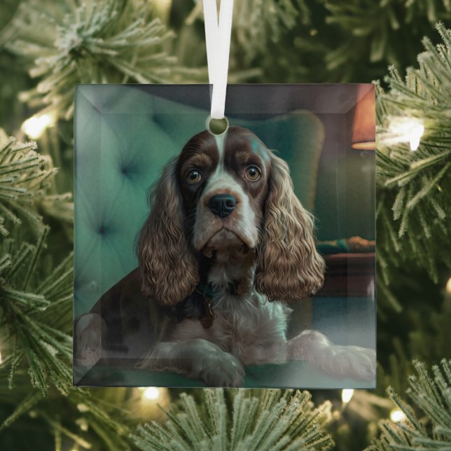 Ornement En Verre Design de portrait classique de Cocker Spaniel élé (Insitu)