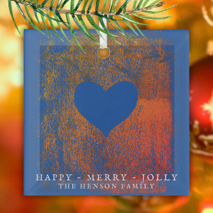 Ornement En Verre Dessin artistique de cœur bleu pour Noël en famill