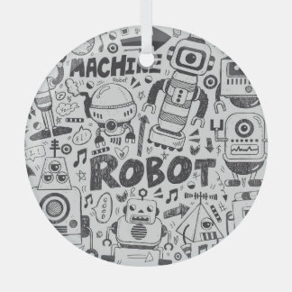 Ornement En Verre Dessin de l'illustrateur de robots à doodles