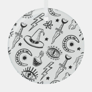 Ornement En Verre Dessin d'encre magique Motif sans couture
