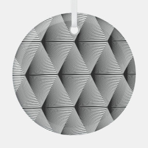 Ornement En Verre Diamant Géométrique : Conception Vintage monochrom