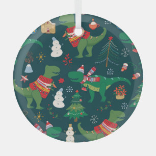 Ornement En Verre Dinosaur T-Rex : Nouvel An de Noël.