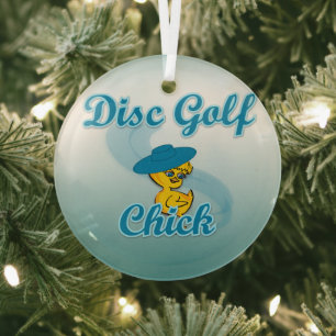 Ornement En Verre Disc Golf Chick #3