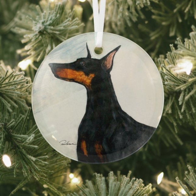 Ornement En Verre Doberman par Hevener (Insitu)