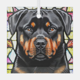 Ornement En Verre Dog Rottweiler "Verre tendu"